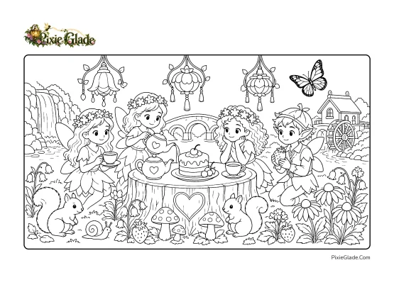 Another illustrated page from the Pixie Glade coloring book